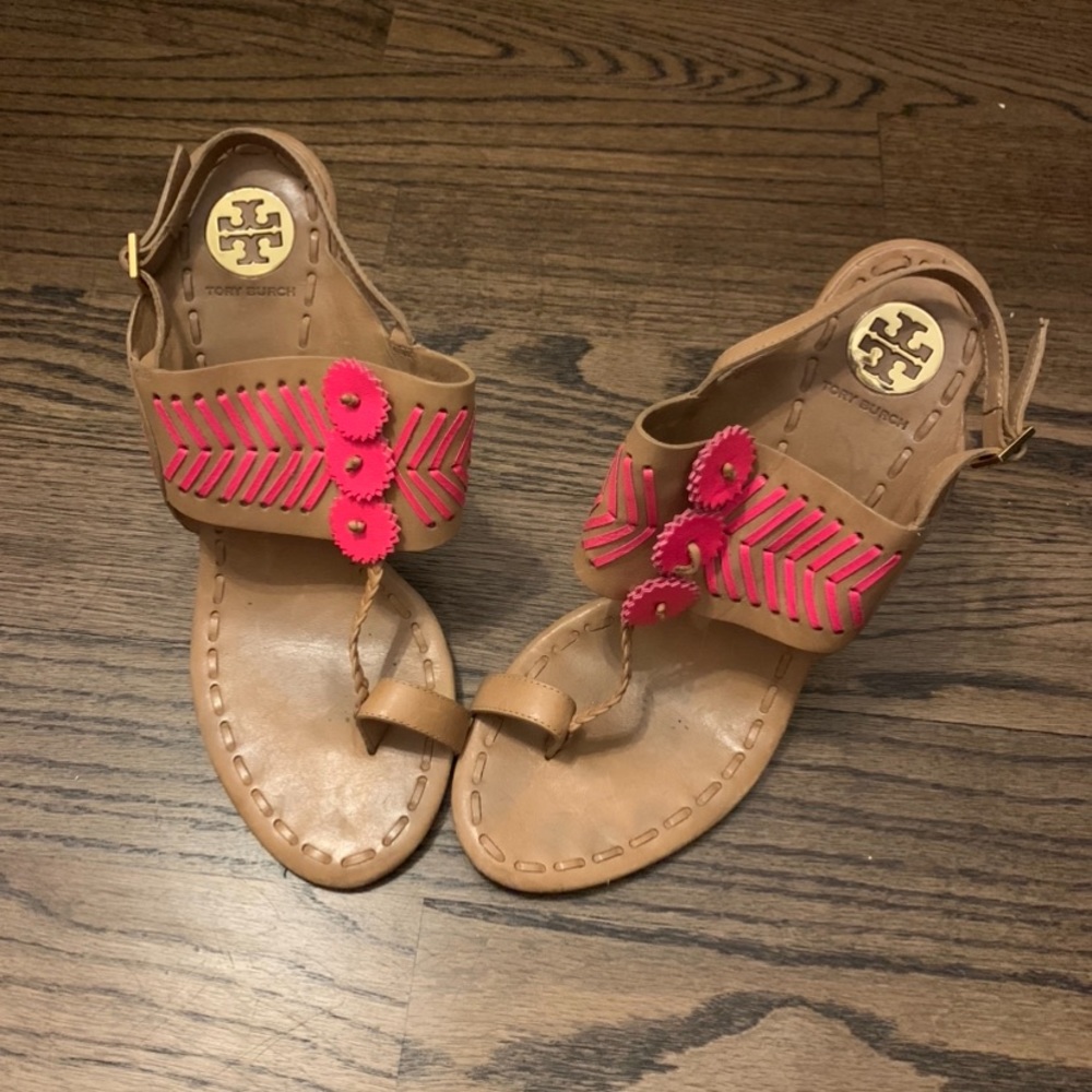 Tory Burch brown leather heeled sandals